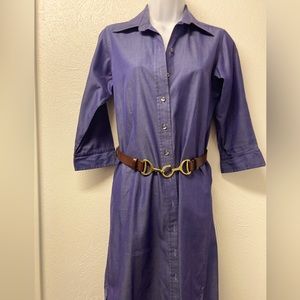 Thomas pink classic twill shirtdress in blue size 8